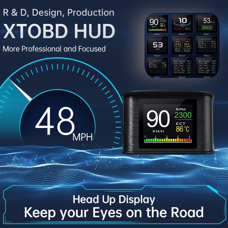 Xtobd P10 汽車抬頭 HUD 顯示 OBD2 數字自動電壓表油耗掃描儀清潔