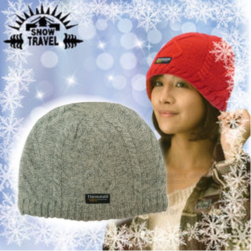 【SNOW TRAVEL】台灣製造 3M Thinsulate高級素面麻花保暖羊毛帽.毛線帽.遮耳帽_灰_AR-18D