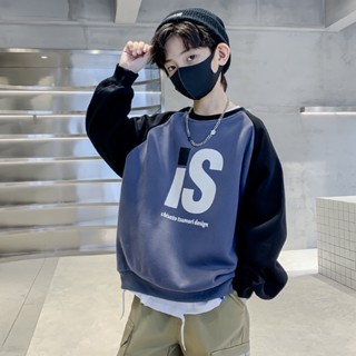 120-170CM 童裝 男童T恤 韓版兒童拼接大學T 大學T寶寶寬鬆長袖兒童上衣