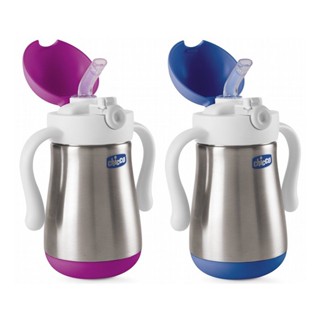 Chicco 不鏽鋼吸管練習杯237ml-粉/藍【佳兒園婦幼館】