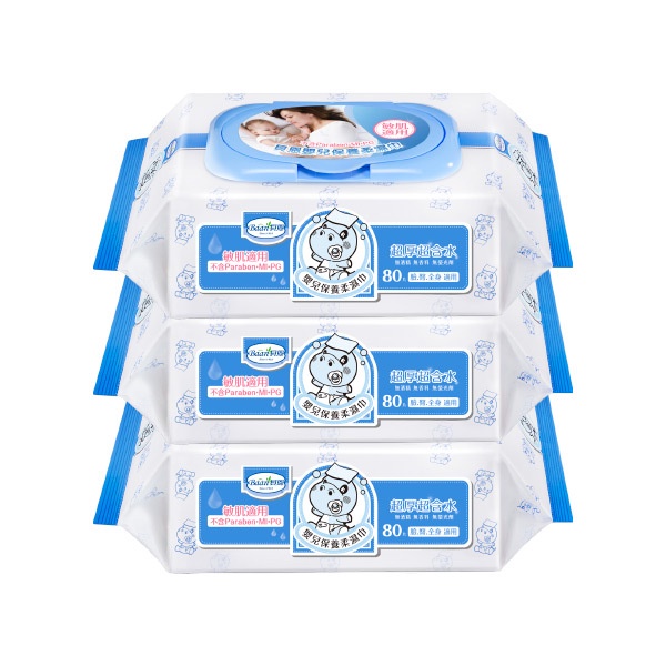 貝恩嬰兒保養柔濕巾80抽*3包【全新包裝 不含paraben-MI-PG】超商取貨限2串6包