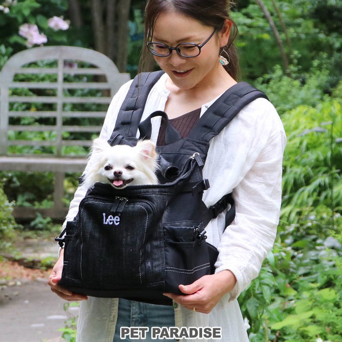 貝果貝果 日本pet paradise 代理Lee 黑色牛仔布外出背包 寵物背包 [B081] 後背包 後揹包