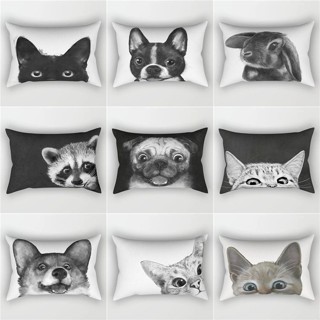 ins風動物抱枕套30x50 40x60 50x70 60x80 長方形沙發靠枕腰枕靠墊網紅抱枕雙面訂製