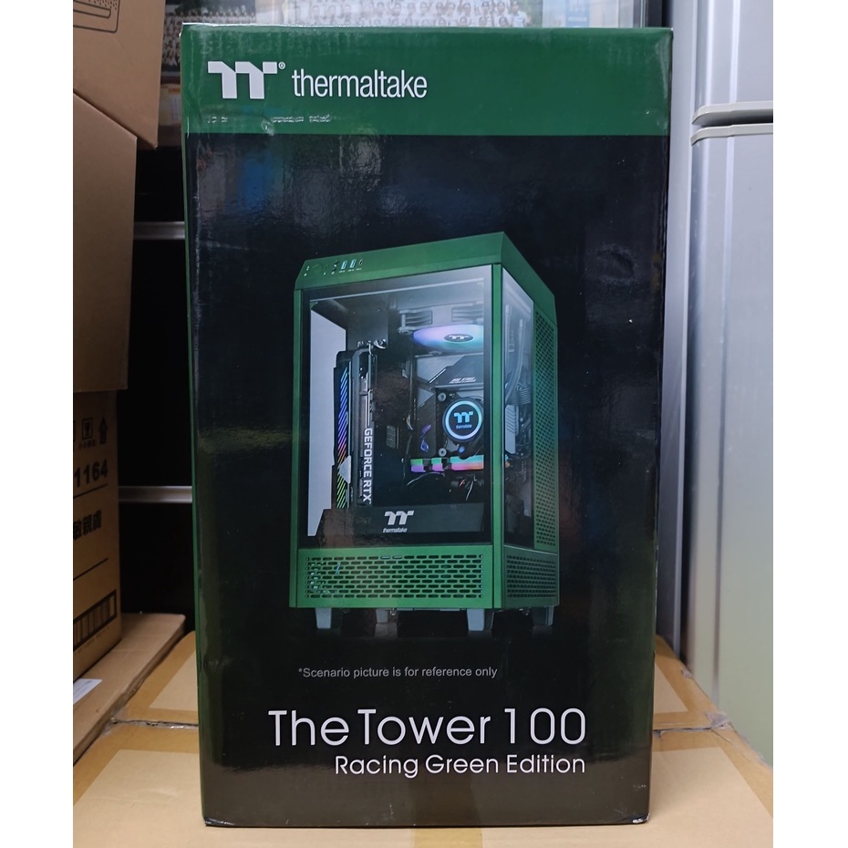 【TT 曜越】The Tower 100 全景直立式迷你機殼 競速綠 mini ITX