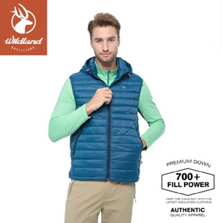 【Wildland 荒野 男 700FP可拆帽極暖鴨絨背心《帝國藍》】0B02172/羽絨背心/登山/保暖背心
