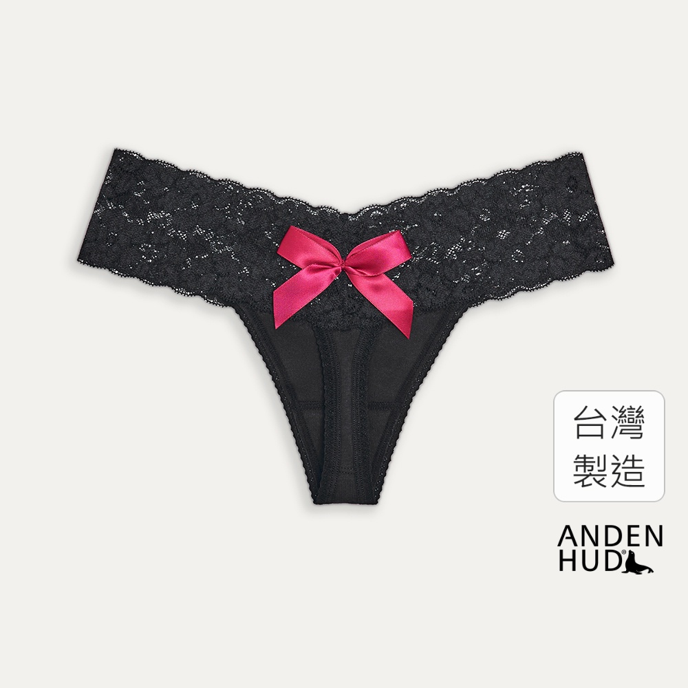 【Anden Hud】Valentine．V蕾絲丁字褲(黑色) 台灣製