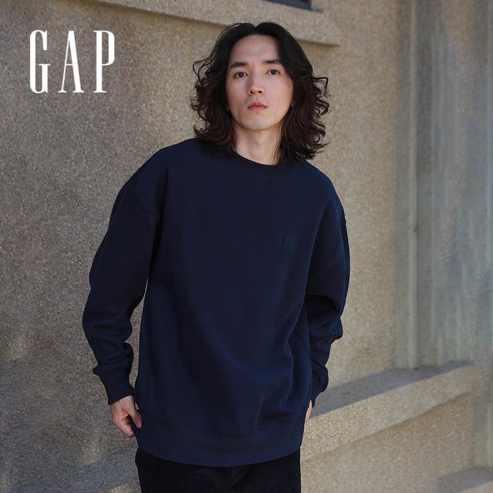 Gap 男裝 Logo大學T 碳素軟磨系列-藏藍色(447597)