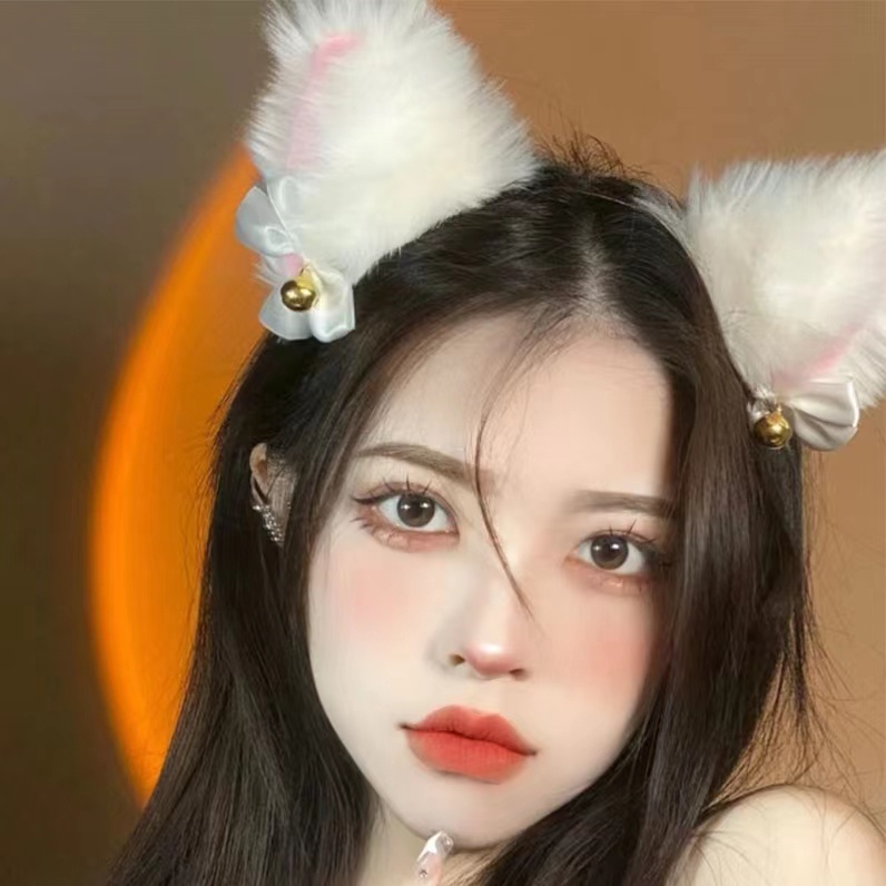 韩版日系明星同款cosplay動漫貓女郎髮箍頭箍貓耳朵女僕頭扣鈴鐺表演髮箍