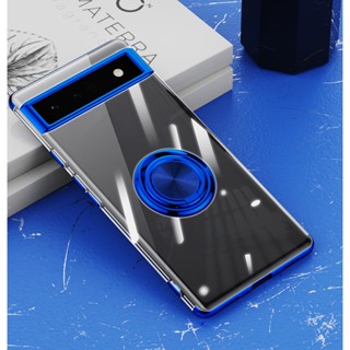 彩家 新款 Google Pixel 7 指環磁吸車用 手機殼 谷歌7 Pro 電鍍透明 防摔 全包邊 保護套