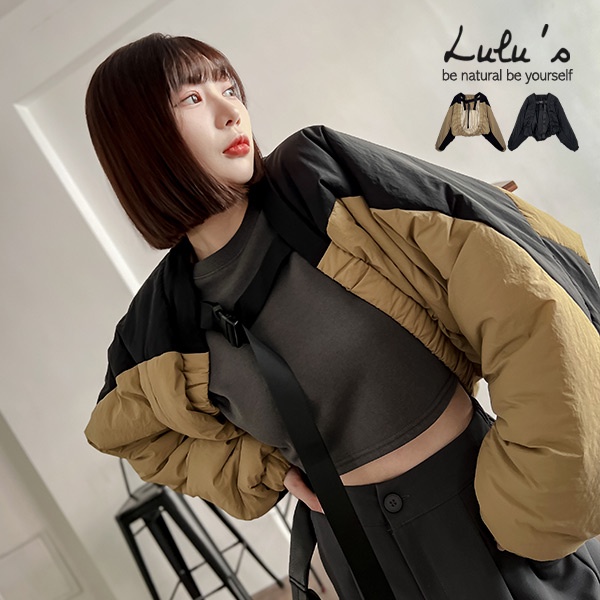 LULUS【A03220182】設計感釦帶鋪棉外套２色221117
