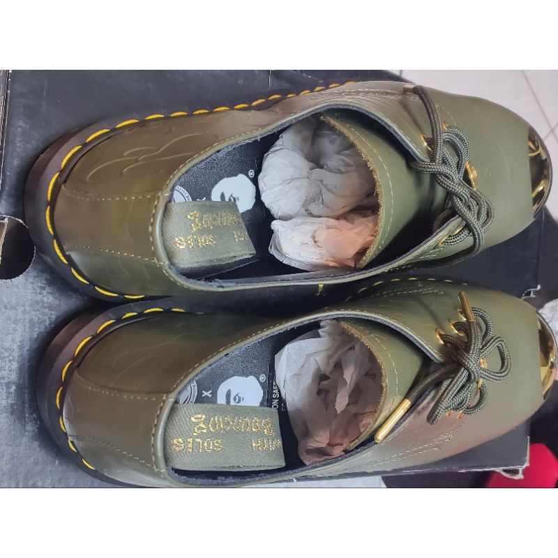 DR. MARTENS PETRI X A BATHING APE 1461 鋼印皮革馬丁靴(綠)BAPE US12