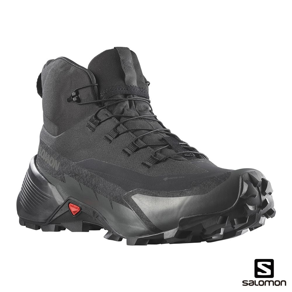 【SALOMON】男CROSS HIKE 2 GTX WIDE 中筒寬楦登山鞋 黑/黑/磁灰 L41731200