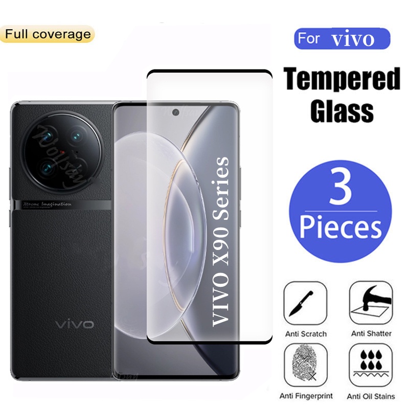 Vivo X90 Pro Plus 屏幕保護膜全覆蓋曲面鋼化玻璃 VIVOX90 X80 Pro X90Pro X90P