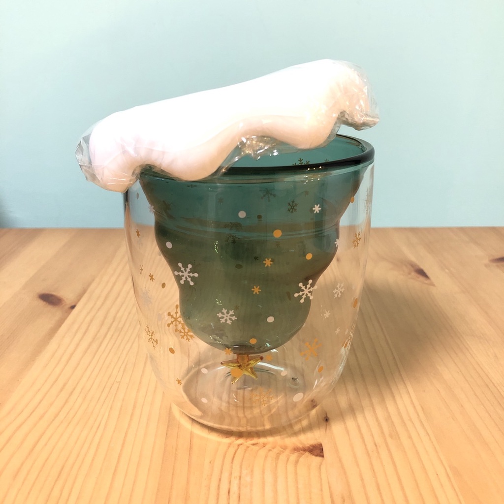 雙層耐熱聖誕樹造型玻璃杯