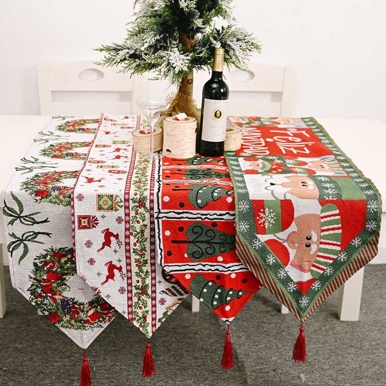 新年聖誕桌旗裝飾品針織聖誕桌布創意桌旗餐桌聖誕老人裝飾傢居梳妝台韓國ins學生fk5j