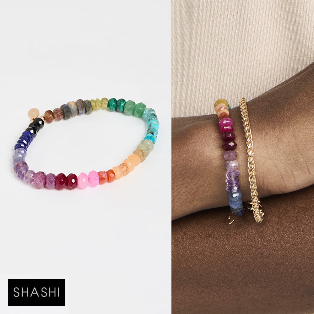 SHASHI 紐約品牌 Rainbow 天然彩寶手鍊 經典切割款