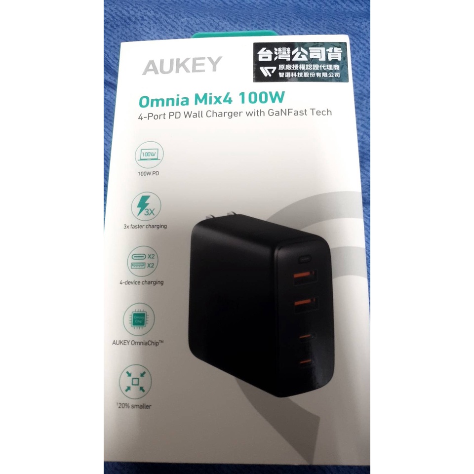AUKEY 氮化鎵GaN系列 Omnia Mix 4 可達100W PD快充  台灣公司貨 含保固 快閃降100/24h