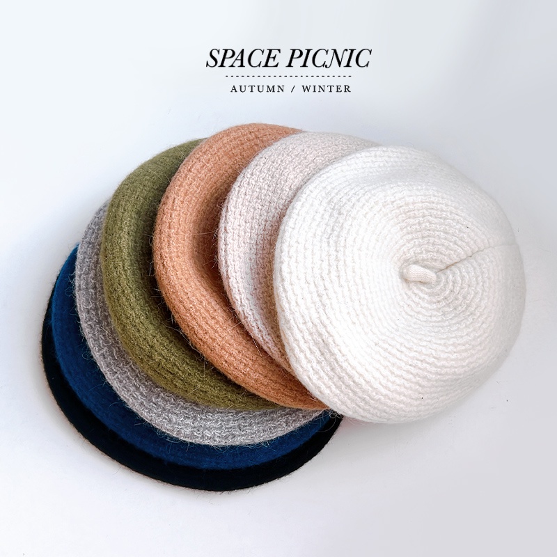 [明天出貨] Space Picnic｜素色針織貝雷帽-7色(現貨)【C22102002】