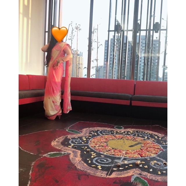 🇮🇳印度帶回➡️傳統服飾粉橘漸層紗麗。印度舞。party