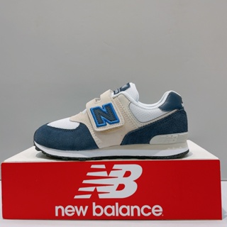 New Balance 574 中童 藍色 麂皮 寬楦 魔鬼氈 運動 休閒鞋 PV574GW1