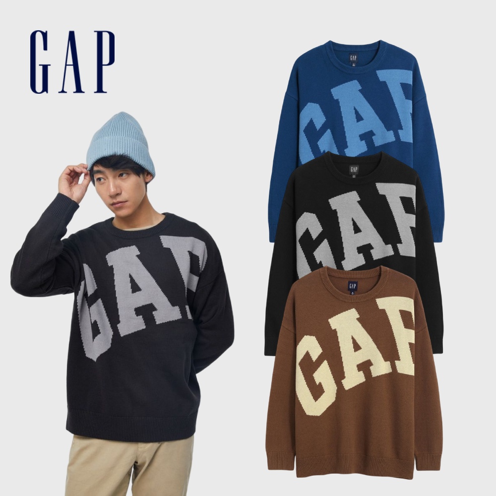 Gap 男女同款 Logo寬鬆針織毛衣-多色可選(883666)