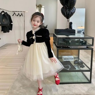 女童秋冬連衣裙2022洋氣兒童時髦宮廷風絲絨裙子女孩禮服公主裙潮Fashion SHOP