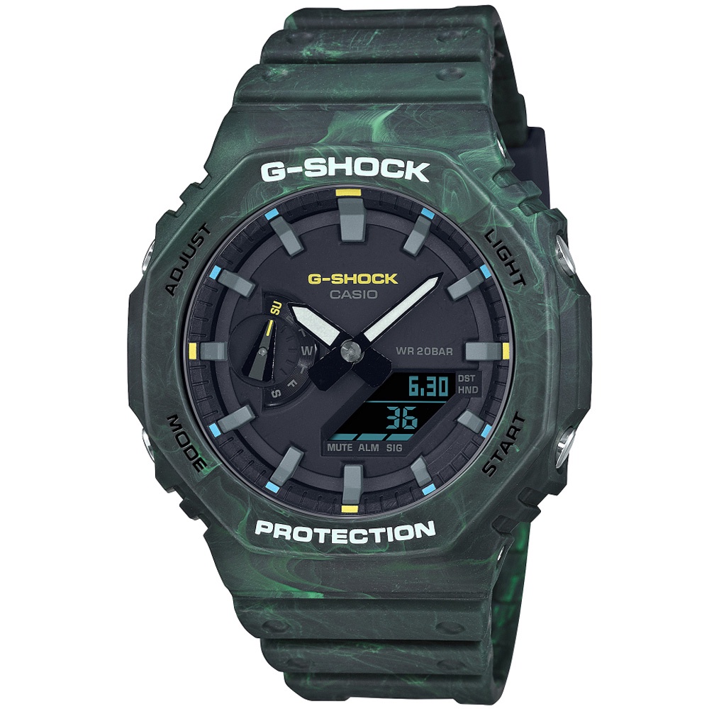 【聊聊甜甜價】CASIO G-SHOCK 神秘森林八角雙顯腕錶 GA-2100FR-3A