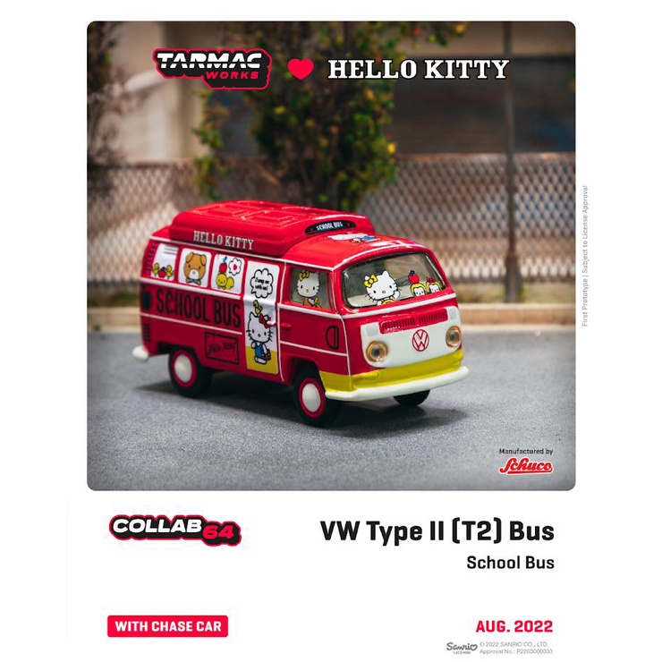 (小賈車庫) 1/64 TARMAC VW Type II (T2) Bus, Hello Kitty 凱蒂貓