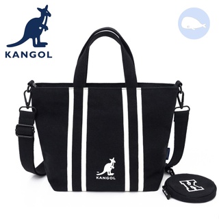 【小鯨魚包包館】KANGOL 英國袋鼠 帆布包 手提包 側背包 斜背包 62251721 黑色 米白