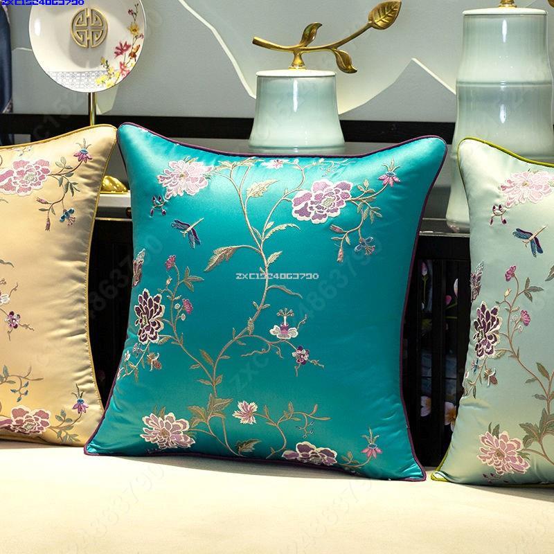 星期八百貨新中式靠枕墊中國風刺繡花抱枕家具用客廳紅木沙發床頭套腰枕定制