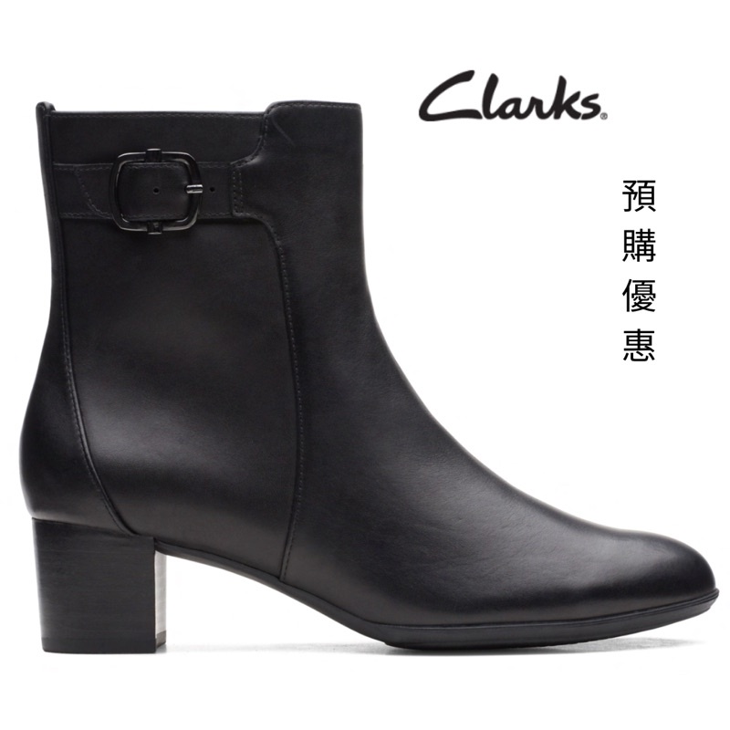 [預購] Clarks Linnae Up內側拉鍊黑色防水皮革中筒質感女靴👢英國代購