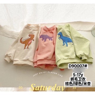 11G2-秋冬款。內裡加絨兒童恐龍長袖上衣（90007）