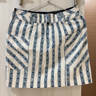 【Gozo】短裙 藍白條紋 菱形紋 星星 微刷白 專櫃裙子 F