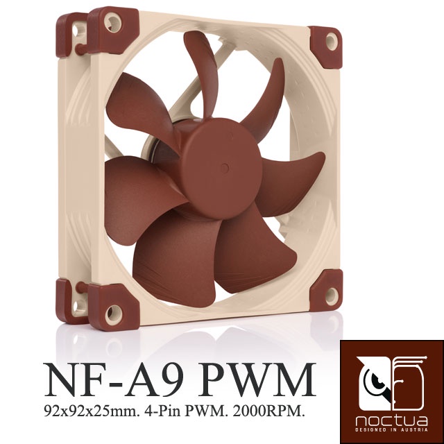小白的生活工場*Noctua (NF-A9 PWM) 9公分風扇 92mm / 2000RPM SSO2 磁穩軸承防震風