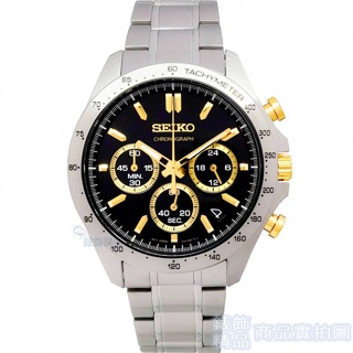 SEIKO精工 SBTR015手錶 日本限定款 黑X金面 DAYTONA三眼計時 日期 鋼帶 男錶【錶飾精品】
