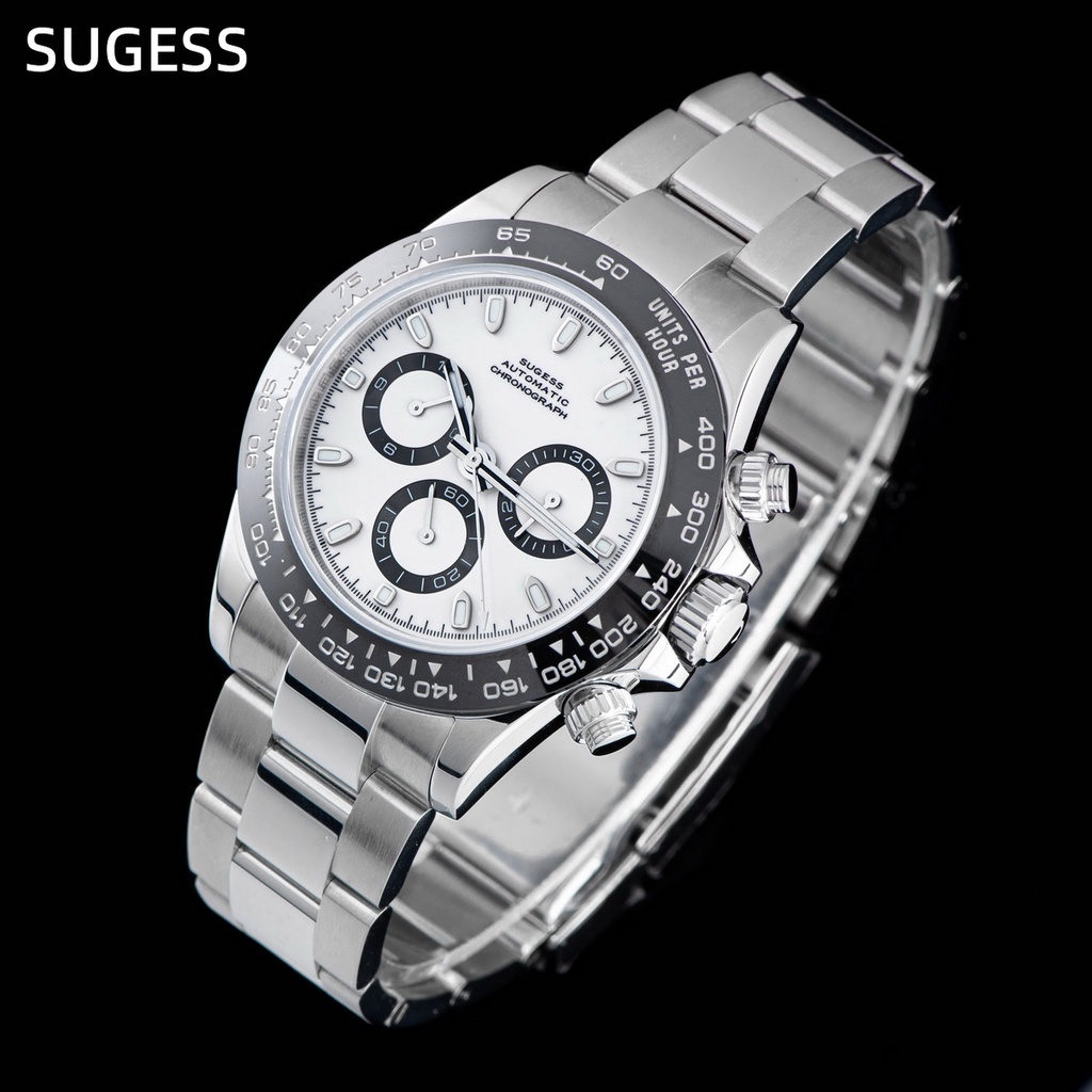 Sugess Panda V3 7750 機芯自動機械計時手錶防水潛水男士手錶陶瓷表圈 Tona
