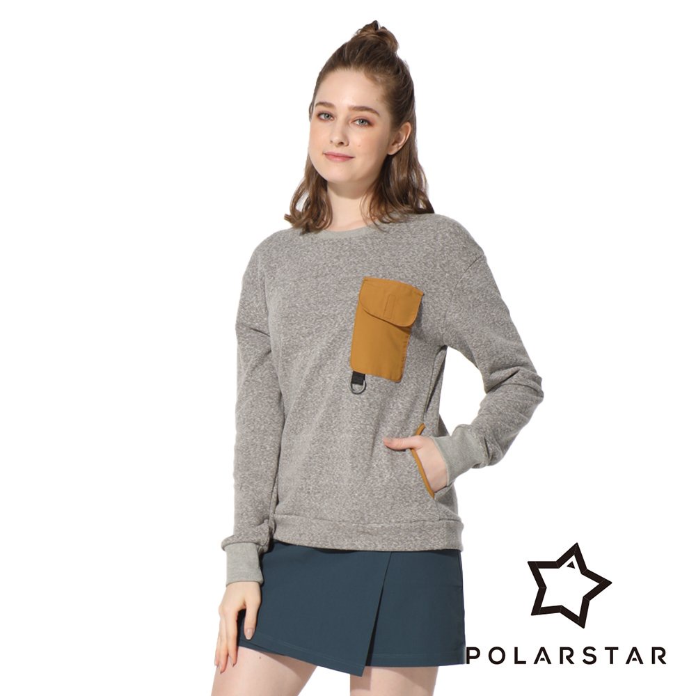 【PolarStar】女 麻花休閒長袖上衣『淺卡其』P22912