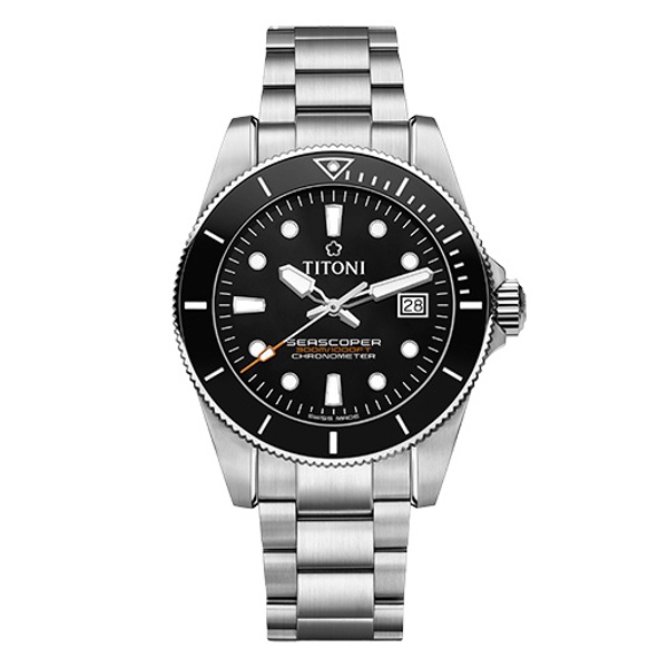 TITONI 瑞士梅花錶 seascoper 300 海洋探索 83300 S-BK-702 潛水機械錶 /黑框黑