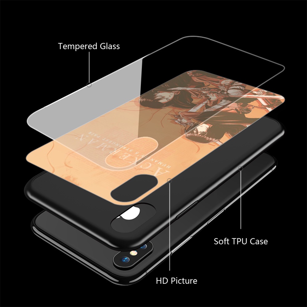 Image of Iphone SE 2020 13 Mini Pro Max 軟邊鋼化玻璃保護套 XK3 動漫進擊的巨人 Levi 手機 #7