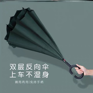 長柄反骨雙面反轉C型手柄創意反向傘防風防曬新型雨傘(80公分/@777-19489)