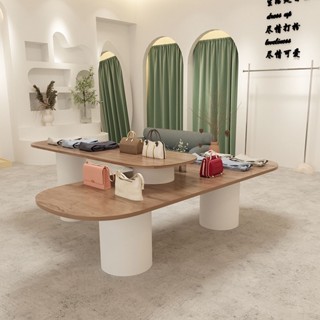【美居生活】北歐女服裝店展示桌展示架高低流水臺中島展示臺長條實木桌辦公桌