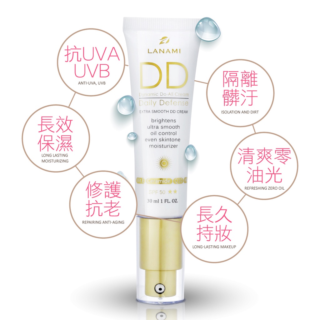 【全新有封膜】LANAMI瓷肌粉漾DD防曬隔離霜30ml