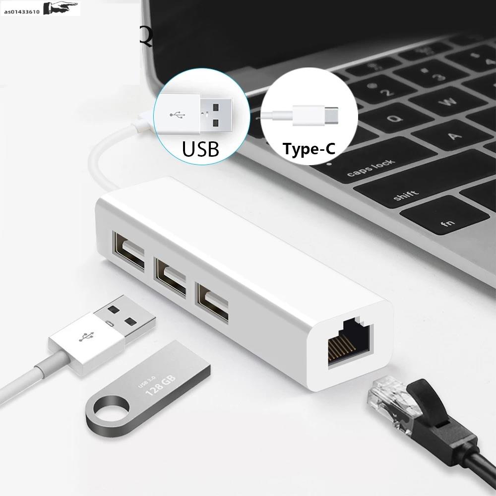 USB-C USB 3.1 Type C to USB RJ45 Ethernet Lan Adapter Hub Ca