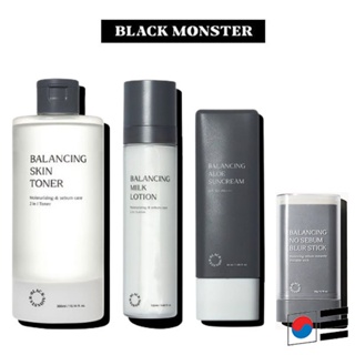 [Black Monster] 男士皮脂護理線平衡皮膚爽膚水 / 牛奶乳液 / 防曬霜 / 平衡無皮脂模糊棒