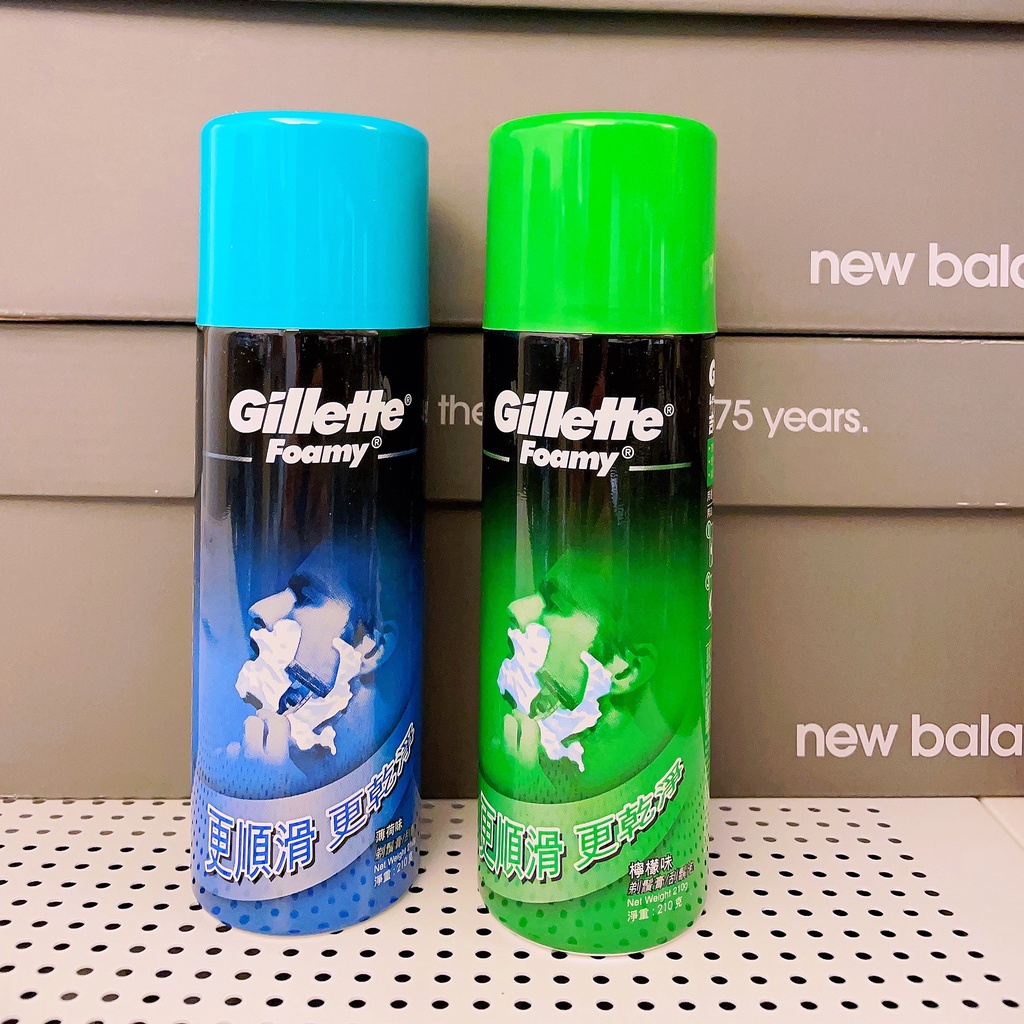 【Ash Co.】 吉列Gillette 刮鬍泡210g~薄荷味(藍)/ 檸檬味(綠)~刮鬍膏