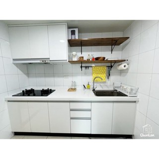 ❤春蘭系統廚具❤ 工廠直營！自產自銷！品質保證！LG人造石+木心桶身+結晶門板，流理臺完工價59,762