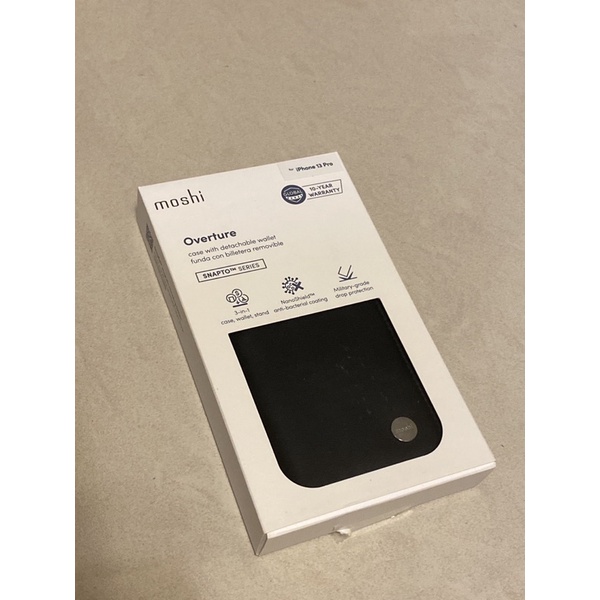 【Moshi】Overture 磁吸可拆式卡夾型皮套/手機保護殼 墨石黑 for iPhone 13 Pro