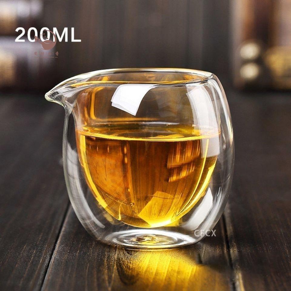 [免運]公道杯 玻璃 雙層品公道杯 品茗杯 功夫茶具 公道杯茶海 茶道配件 200ml 分茶器