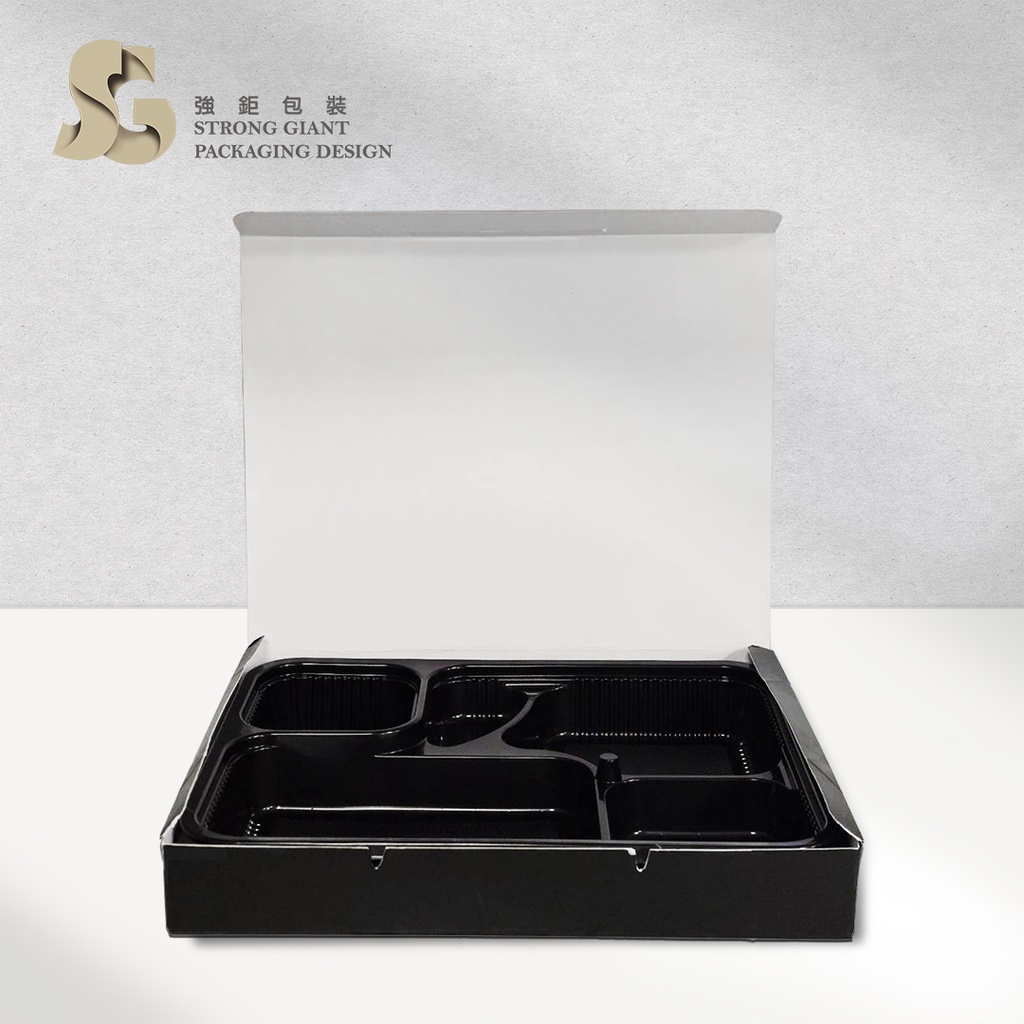【10盒】9055 五格餐盒 耐熱 塑膠餐盒 黑色餐盒 黑色便當盒 一次性餐盒 免洗餐具 美食餐盒 餐盒 便當盒