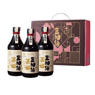 【豆油伯】臺灣唯一金叉獎醬油 茶姬醬油500ml三入禮盒(茶姬醬油500ml*3瓶)